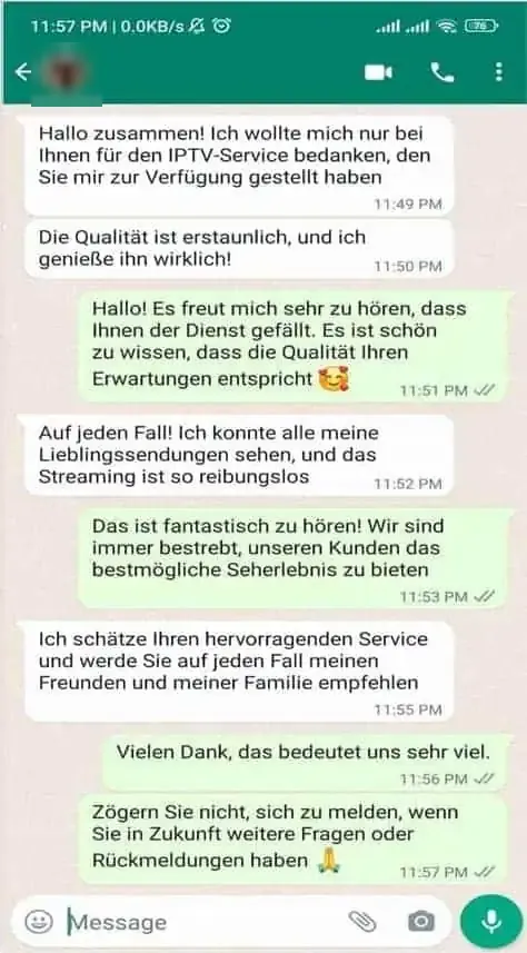 WhatsApp message from a customer 1